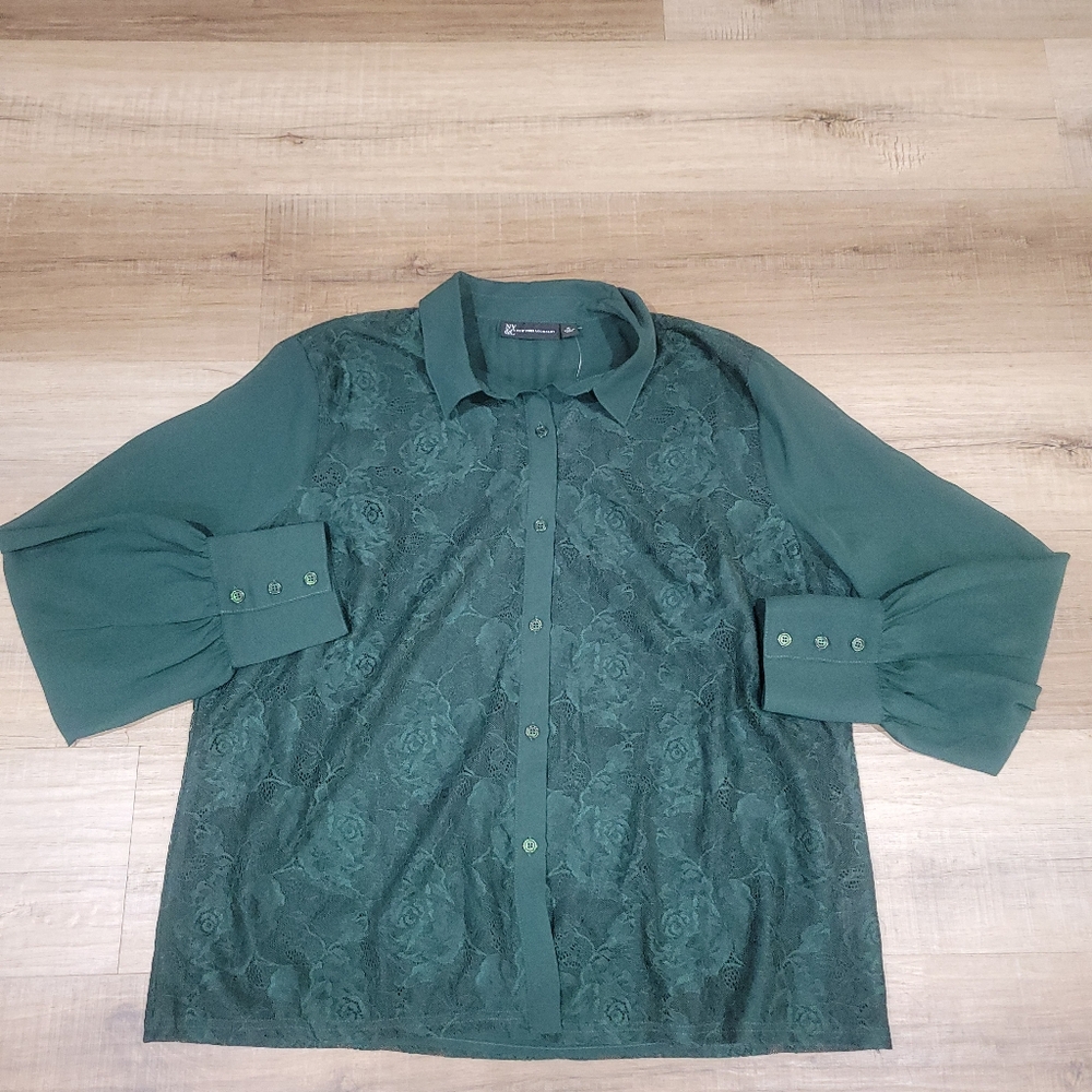 Green Lace Woman Blouse
